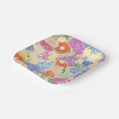 Farbenfroher Blumengarten und Schmetterlinge Pappteller (Gewinkelt)