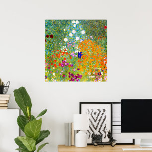 Farbenfroher Blumengarten von Gustav Klimt Poster