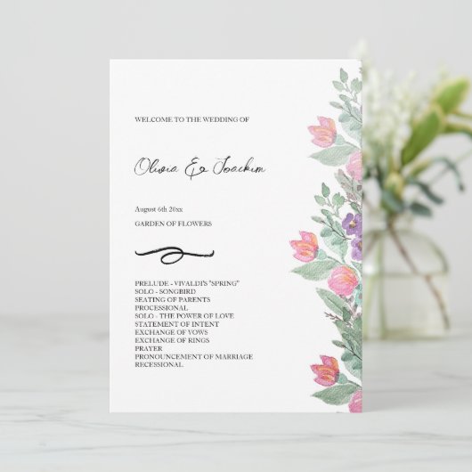 Farbenfroher Blumengarten Wasserfarben Handgemalt Programm (Stehend Vorderseite)