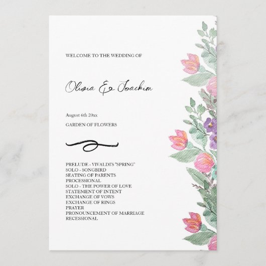 Farbenfroher Blumengarten Wasserfarben Handgemalt Programm (Vorderseite)