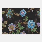 Farbenfroher, blumenschwarzer, weißer und blauer H Geschenkpapier Set (Vorderseite 3)