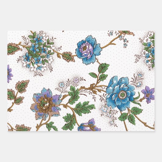 Farbenfroher, blumenschwarzer, weißer und blauer H Geschenkpapier Set (Vorderseite 2)