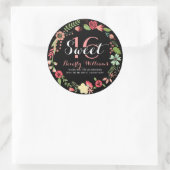 Farbenfroher Blumenstrauß auf Schwarz Süß 16 Runder Aufkleber (Tasche)