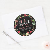 Farbenfroher Blumenstrauß auf Schwarz Süß 16 Runder Aufkleber (Umschlag)