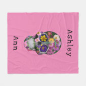 Farbenfroher Blumenzucker Schädeltag der Toten Fleecedecke (Vorderseite (Horizontal))