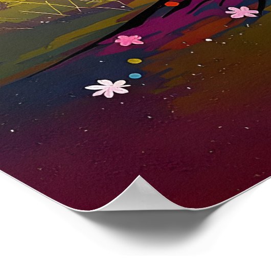 Farbenfroher Blütenbaum Poster (Ecke)