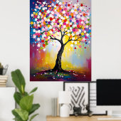 Farbenfroher Blütenbaum Poster (Heimbüro)