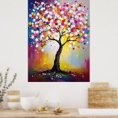 Farbenfroher Blütenbaum Poster (Küche)