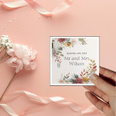 Farbenfroher Bohemischer Blumencocktail Serviette