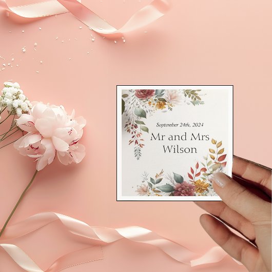 Farbenfroher Bohemischer Blumencocktail Serviette