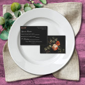 Farbenfroher Boho Chic schwarze Blumen RSVP Karte