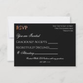 Farbenfroher Boho Chic schwarze Blumen RSVP Karte (Vorderseite)