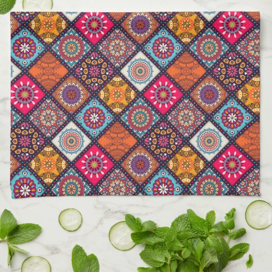 farbenfroher Boho-Stil Geschirrtuch (Gefaltet)