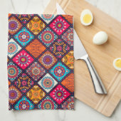 farbenfroher Boho-Stil Geschirrtuch (Viertel Falte)