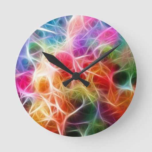 Farbenfroher Bokeh-Blitz Runde Wanduhr (Vorderseite)