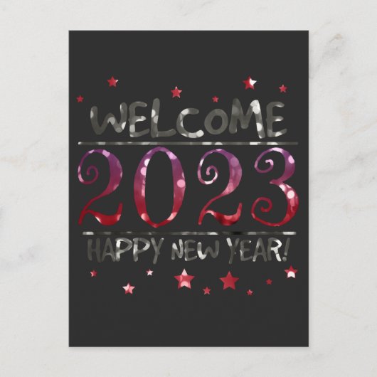 Farbenfroher Bokeh Glitzer Willkommen 2023 Frohes Postkarte (Vorderseite)