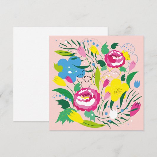 Farbenfroher Bouquet. Einladung (Vorne/Hinten)