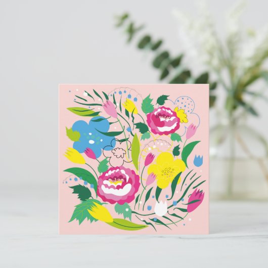 Farbenfroher Bouquet. Einladung (Stehend Vorderseite)