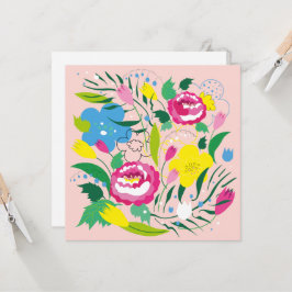 Farbenfroher Bouquet. Einladung