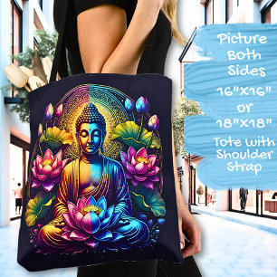 Farbenfroher Buddha mit Lotus-Blume Tasche