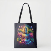 Farbenfroher Buddha mit Lotus-Blume Tasche (Vorderseite)