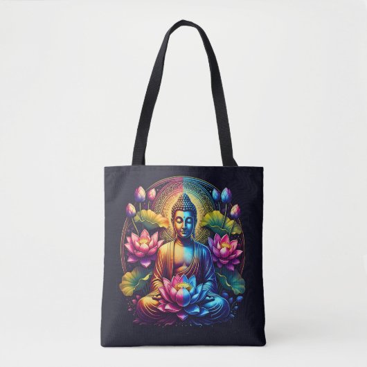 Farbenfroher Buddha mit Lotus-Blume Tasche (Vorderseite)