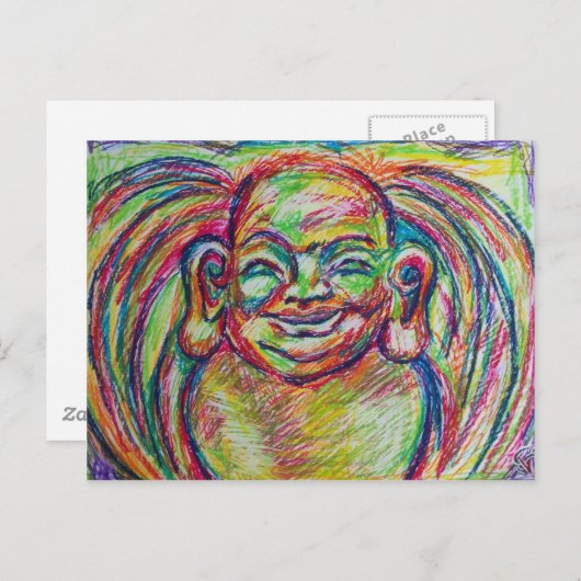farbenfroher Buddha Postkarte (Vorne/Hinten)