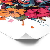 Farbenfroher Bulldogge mit Blume Fotodruck (Ecke)