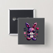 Farbenfroher Bunny mit Peace Symbol Design Button (Vorne & Hinten)