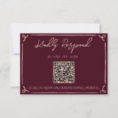 Farbenfroher Burgunder QR-Code Handgeschriebene Ho RSVP Karte (Vorderseite)