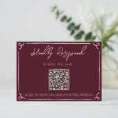 Farbenfroher Burgunder QR-Code Handgeschriebene Ho RSVP Karte (Stehend Vorderseite)