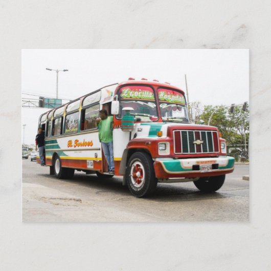 Farbenfroher Bus in Cartagena Postkarte (Vorderseite)