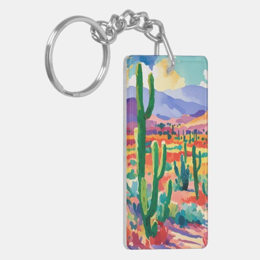 Farbenfroher Cactus Schlüsselanhänger (Vorderseite links)