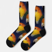 Farbenfroher Caique Parrot Socken (Linkes Detail)