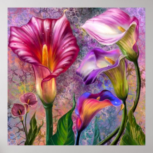 Farbenfroher Calla-Lilien-Plakat Poster (Vorne)