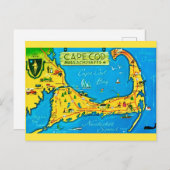 Farbenfroher Cape Cod Postkarte (Vorne/Hinten)