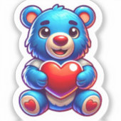 Farbenfroher Cartoon Bär Herz Aufkleber (Vorderseite)