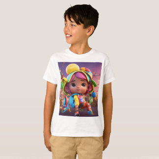 Farbenfroher Cartoon Boy T - Shirt