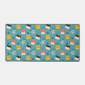 Farbenfroher Cartoon Cat Faces auf Aquamarinen Schreibtischunterlage (Vorderseite)