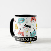 Farbenfroher Cartoon Cat Faces Beste Mama Tasse (Vorderseite Links)
