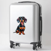 Farbenfroher Cartoon-Dachshund Aufkleber (Koffer)