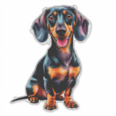 Farbenfroher Cartoon-Dachshund Aufkleber (Vorderseite)