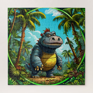 Farbenfroher Cartoon Dinosaurier im tropischen Dsc Puzzle