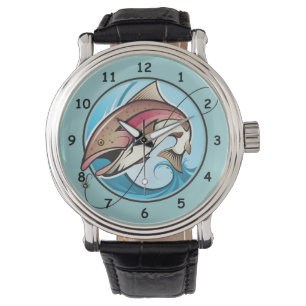 Farbenfroher Cartoon Fang eines Fisches Armbanduhr