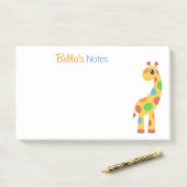 Farbenfroher Cartoon Giraffe Individuelle Name Post-it Klebezettel (Auf Schreibtisch)