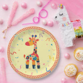 Farbenfroher Cartoon Giraffe mit Confetti Pappteller (Party)