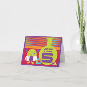 Farbenfroher Cartoon Mad Scientist 5. Geburtstag Karte