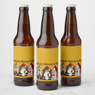 Farbenfroher Cartoon Santas individuell einstellba Bierflaschenetikett