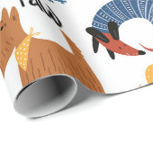 Farbenfroher Cartoon verrückte, flauschige Hundedo Geschenkpapier (Rolleneckpunkt)