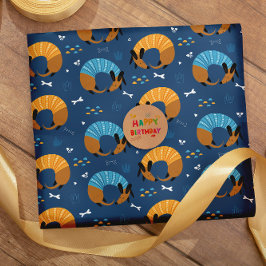 Farbenfroher Cartoon verrückte Würstchen Doodles Geschenkpapier